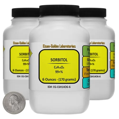 Vista 7 de Sorbitol [C6H14O6] 99+% USP Polvo de grado alimenticio 3 Oz en una botella