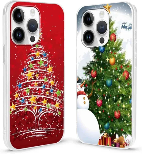 Vista 9 de Paquete de 2 fundas transparentes de Navidad para iPhone 7/8/SE 2020 / SE 2022 de 4.7 pulgadas, árboles de Navidad, resistentes al amarilleo