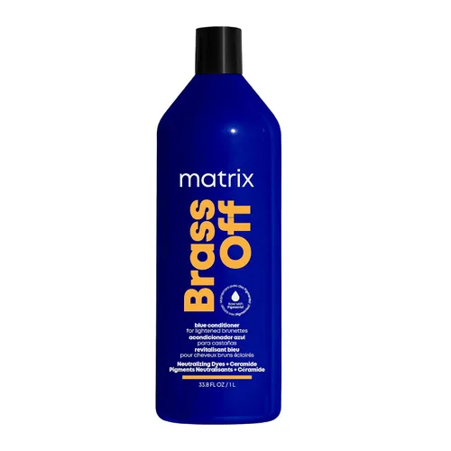 Vista 8 de Matrix Acondicionador Brass Off Blue – Tonifica y elimina los matices de naranja cobrizo, acondicionador pigmentado para cabello teñido y morenas