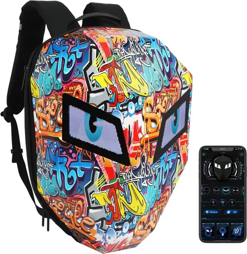 Vista 8 de Ruconla Mochila LED para Laptop Bolsa Mochila para Motocicleta, Negro, X-Grande, Cómodo