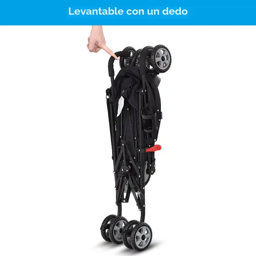 Vista 9 de HONEY JOY Cochecito ligero para bebé, cochecito de viaje compacto para avión, respaldo y toldo ajustables, arnés de 5 puntos, soporte para vasos