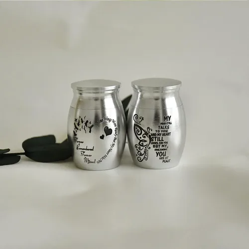 Vista 4 de Mini urnas de aluminio – Juego de 4, 1.57 pulgadas de alto, urnas de recuerdo para cenizas humanas/mascotas