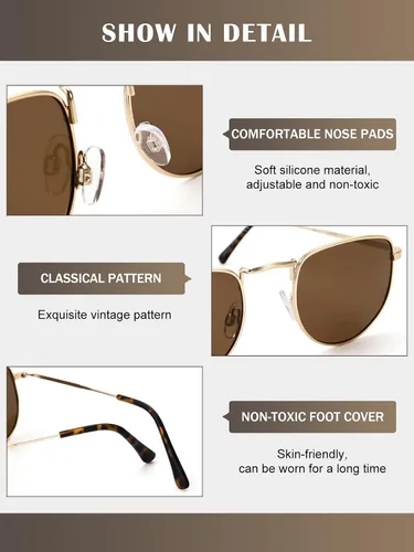 Vista 5 de Sahouna Polarized Small Sunglasses for Women Men - Trendy Semicircle Sun Glasses