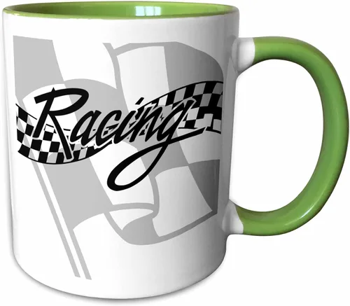 Vista 10 de 3dRose Taza de café, tamaño – 15 oz – Bandera de carreras a cuadros en blanco y negro PS Creations – divertido regalo de taza de café