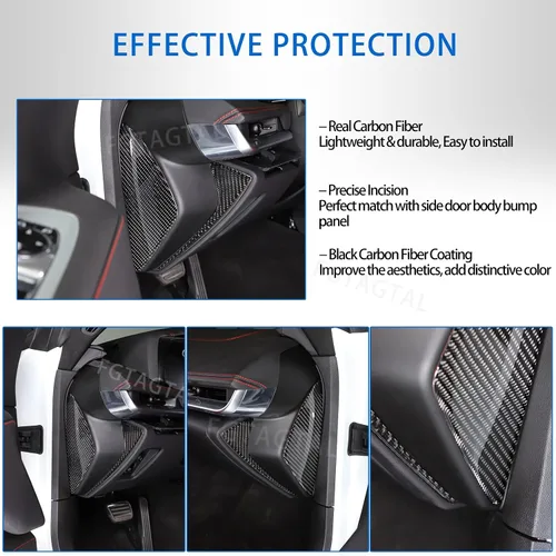 Vista 4 de Cubierta protectora de panel de golpes de fibra de carbono suave para puerta lateral, ajuste para Chevrolet Corvette C8 Stingray 2020-2024, tira