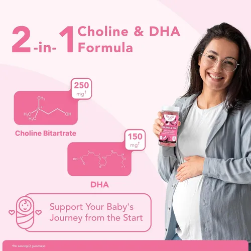 Vista 7 de GOJOY NATURALS Gomitas de colina prenatal y DHA - Suplemento vitamínico en gomitas desde la preconcepción hasta el posnatal para mujeres embarazadas