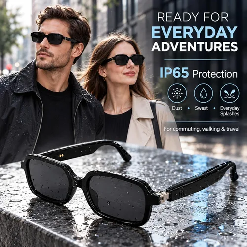 Vista 7 de GenXenon AI Smart Glasses for Men Women, Fashion Bluetooth Audio Glasses Black