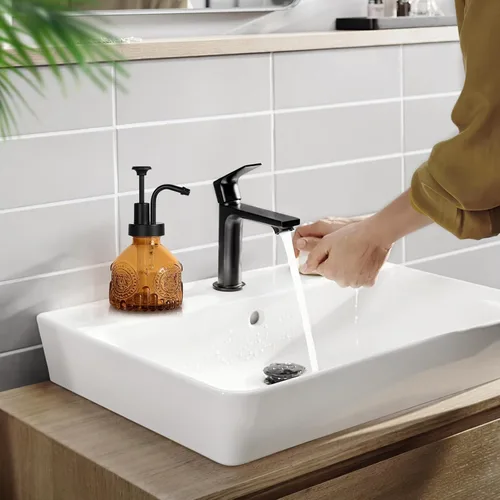 Vista 7 de Dispensador de jabón de vidrio ámbar, dispensador pequeño de jabón de manos para baño, botella de jabón líquido y loción con bomba, dispensador
