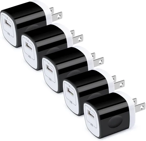Vista 9 de Enchufe de pared USB, 10 unidades, 1A/5 V, adaptador de corriente de bloque 2-BLANCO