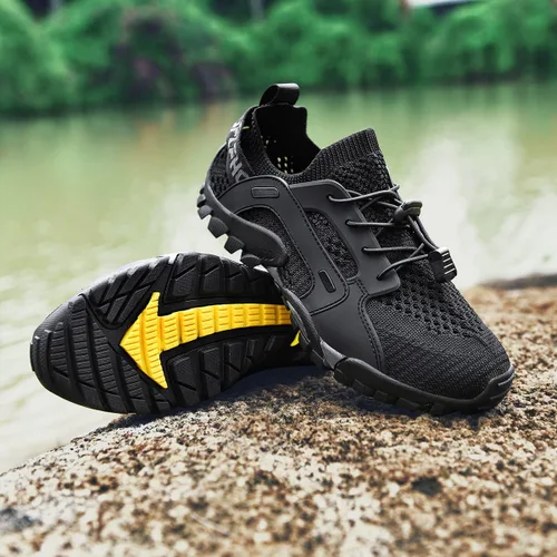 Vista 6 de TANGYUGEN Zapatos de agua para hombre y mujer, zapatos acuáticos para playa, antideslizantes, ligeros, transpirables, para caminar, trotar, viajes