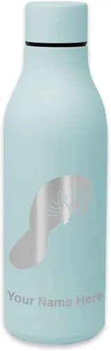 Vista 10 de LaserGram Botella de agua de acero inoxidable de doble pared, manatí, grabado personalizado incluido