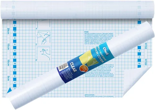 Vista 10 de Chell Rollo de papel de contacto transparente para libros, 17.5 pulgadas x 5 pies, papel protector de cubierta de libros autoadhesivo transparente