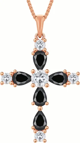 Vista 57 de YL Collar de cruz de plata de ley 925 con colgante de piedra natal religiosa para mujer