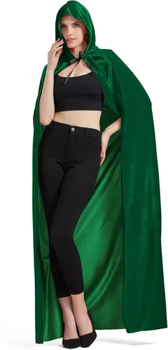 Vista 2 de QUCH Capa unisex con capucha para hombres y mujeres, capa de bruja de vampiro, disfraz de Halloween y Navidad