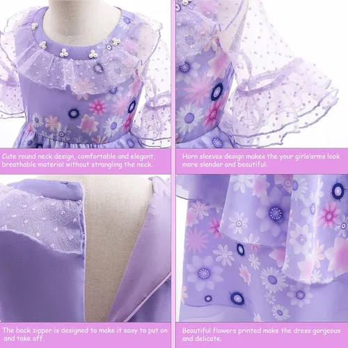 Vista 5 de Mirabel Isabella Cosplay Costume Dress For Girls Magic Family Costume Set for Halloween Costume Party Set