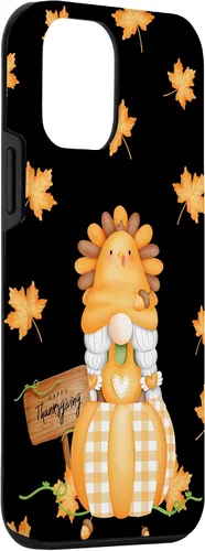 Vista 3 de Funda para iPhone 12 mini de Acción de Gracias de Gnomo, hojas de otoño a cuadros