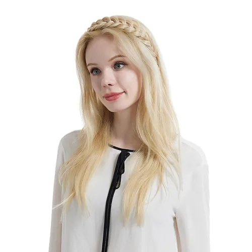 Vista 6 de Banda ancha trenzada para el cabello, accesorios para el cabello, banda elástica antideslizante para mujeres y niñas (A1002)