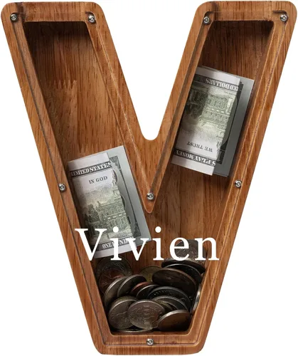 Vista 107 de Alcancía para niños y niñas, alcancía de madera con letra grande del alfabeto con inicial A, banco de monedas, regalos divertidos para cumpleaños