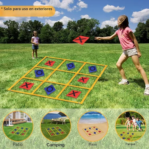 Vista 2 de Juego de Tic Tac Toe – 4 pies x 4 pies para patio al aire libre gigante Tic Tac Toe para patio trasero, campamento, césped, portátil, sin montaje