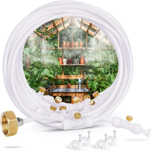 Vista 13 de HOMENOTE Sistema de Refrigeración por Nebulización, 26 PIES (8M) Línea de Nebulización + 7 Boquillas de Niebla de Latón + Adaptador de Latón (3/4")