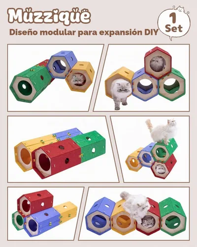Vista 2 de Túnel engrosado del gato del fieltro, cueva modular conectable del conejo de la cama del escondite del gato