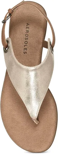 Vista 9 de Aerosoles Sandalia plana casual para mujer, Dorado Metálico