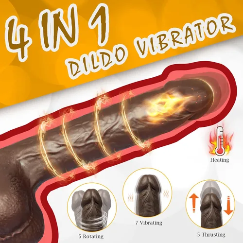 Vista 3 de Vibrador de empuje de 8.6 pulgadas con 5 rotaciones, 7 vibraciones vibratorias y calentadoras, juguete sexual para mujeres, pene telescópico