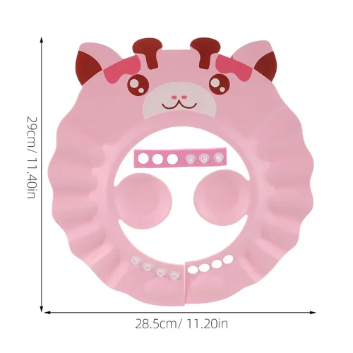 Vista 6 de Gorro de ducha para bebé para lavar el cabello, sombrero de champú hipopótamo ajustable para niños pequeños con orejeras, escudo impermeable