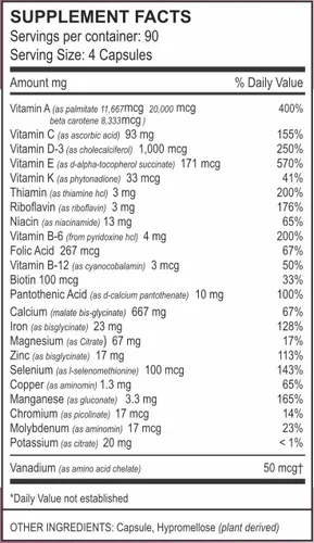 Vista 2 de Vita4Life! Fórmula multi-estándar • Complejo completo de vitaminas y minerales • 360 cápsulas • Cápsulas vegetales de disolución rápida • Sin