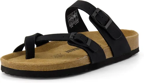 Vista 9 de CUSHIONAIRE Luna - Sandalias con plantilla de corcho para mujer con correas Negro