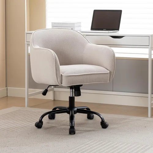 Vista 2 de Silla de escritorio para oficina en casa con brazos, ruedas doradas, silla moderna tapizada en terciopelo, silla de computadora enrollable, silla