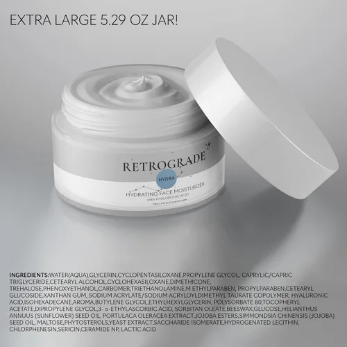 Vista 7 de Retrograde Skin Care Hydra - Crema de gel de agua ultra hidratante con ácido hialurónico para piel seca, sin aceite, loción facial no comedogénica