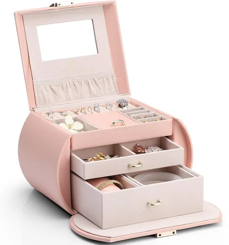 Vista 11 de Vlando Joyero de tamaño mediano, diseño de princesa, regalo fabuloso para niñas (azul)
