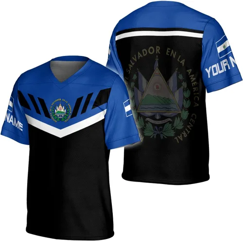 Vista 8 de Camiseta de fútbol de El Salvador personalizada de El Salvador Jersey de fútbol de El Salvador para hombres, camisas de El Salvador 3D