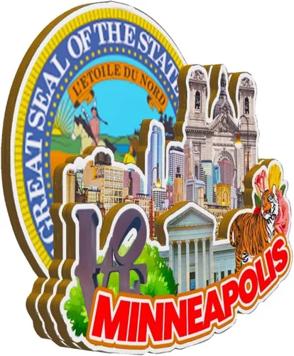 Vista 2 de Imán de Minneapolis Minnesota USA para nevera de madera 3D, monumentos de viaje, coleccionables, recuerdos, decoración hecha a mano -2771