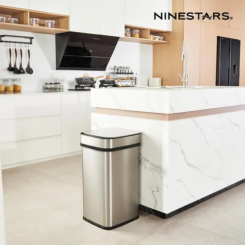 Vista 7 de Ninestars Bote de basura inteligente para cocina con neutralización de olores de 13 galones, basurero automático con sensor de movimiento y control