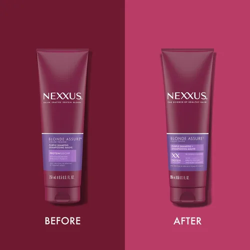 Vista 3 de Nexxus Blonde Assure - Champú morado para el cuidado del color del cabello rubio, proteína de queratina, 8.5 onzas