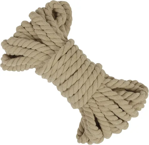 Vista 21 de Cuerda de macramé gruesa de 0.315 in x 32.8 pies, cuerda de algodón trenzada de algodón natural, 3 capas para colgar en la pared, para colgar