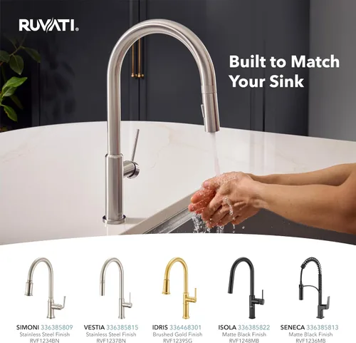Vista 8 de Ruvati - RVH8570 - Fregadero de cocina calibre 16 de 27 in con estación de trabajo, drenaje desplazado y superficie inferior inclinada