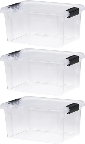 Vista 75 de Superio - Contenedores de almacenamiento de plástico transparente de 1.27 cuartos de galón con tapas, contenedores organizadores apilables, cajas