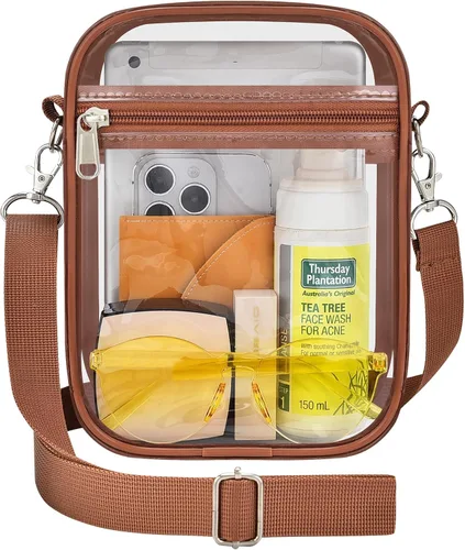 Vista 19 de Bolso transparente Slumou para eventos en estadios - Bolso pequeño, mini bolsos de mensajero para fanáticos de deportes para conciertos, trabajo