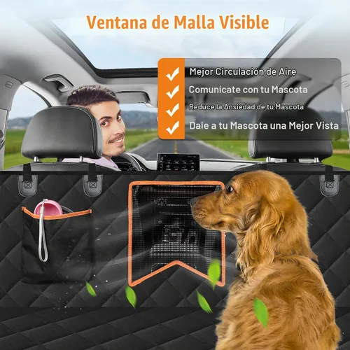 Vista 3 de Kytely Funda de asiento de coche para perro, tamaño XL, funda de asiento de perro resistente para asiento trasero, hamaca antideslizante 100% Negro
