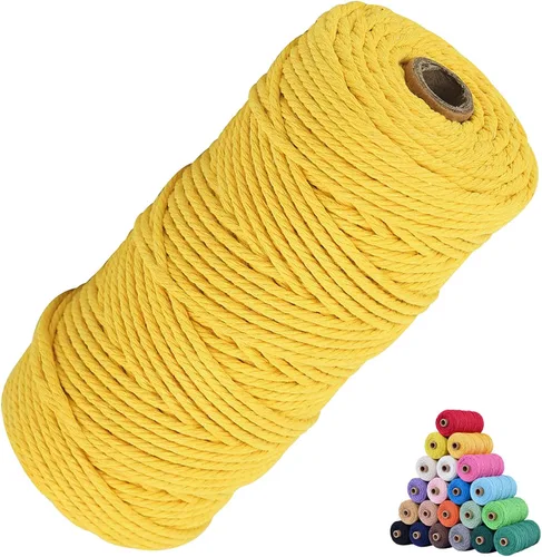 Vista 20 de Cordón de algodón para macramé 3mm x 109 yardas, cuerda de macramé natural color beige, suministros perfectos de algodón para macramé, para hacer