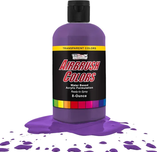 Vista 28 de U.S. Art Supply Pintura acrílica transparente Chartruesse para aerógrafo, 8 onzas, lista para rociar, pintura con pincel de aire para uñas, modelos