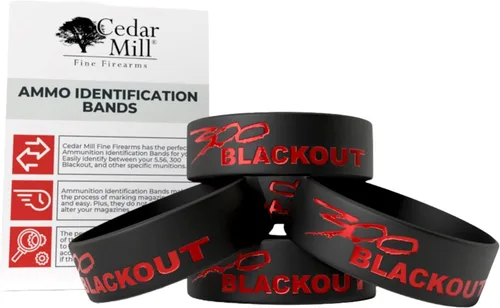 Vista 4 de Silicone Magazine Marking Bands, 300 BLK Blackout High-Visibility Mag ID