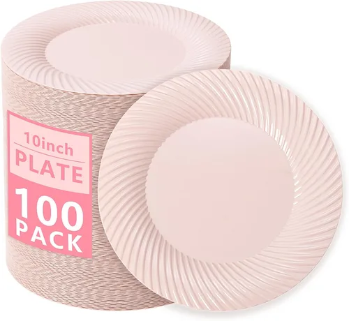 Vista 15 de I00000 - Platos de plástico azul de 7 pulgadas, 100 platos desechables de postre resistentes, platos de ensalada azules desechables, platos duros