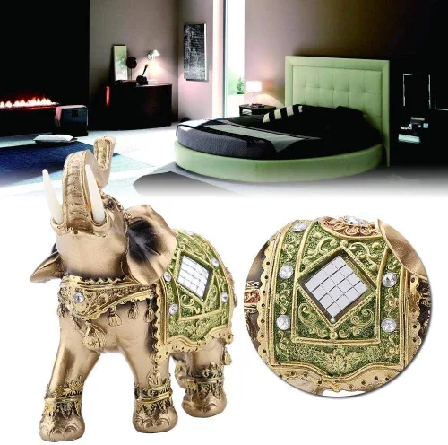 Vista 6 de Estatua de elefante de la suerte para decoración del hogar, tienda y recepción, elefante tailandés de la buena suerte Feng Shui, tres tamaños