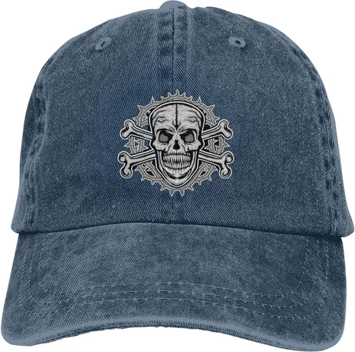 Vista 9 de Cowboy Hat Trendy Hats for Man and Women Djustable Four Season Outdoor Baseball Cap of Hell Skull with Angel Navy Blue
