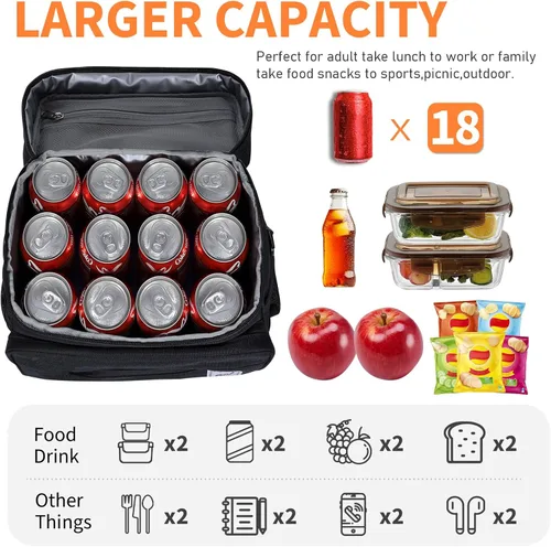 Vista 3 de NOL Natural Organic Lifestyle Loncheras totalmente aisladas para mujeres y hombres, bolsa enfriadora de nailon ligera para comidas de adultos