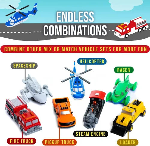 Vista 5 de POPULAR PLAYTHINGS Vehículos magnéticos para niños pequeños de 1 a 3 años, mezcla o combina juguetes de coche, regalo de 21 piezas para niños